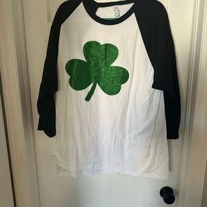 Kids Green Shamrock Raglan Shirt